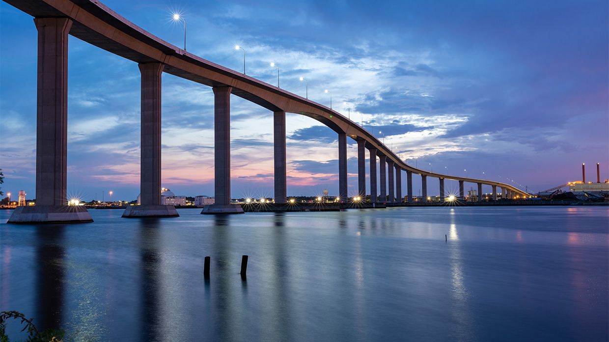 chesapeake jordan bridge at sunset