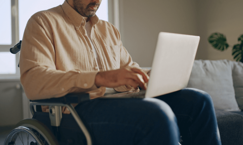 Disabled man using a wheelchair