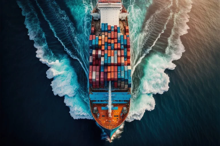 container ship in route