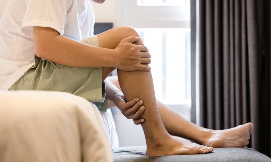 Young man with an Injured leg
