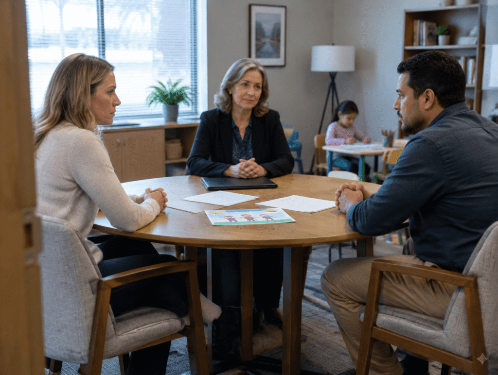 Divorcing family trying to divide child custody