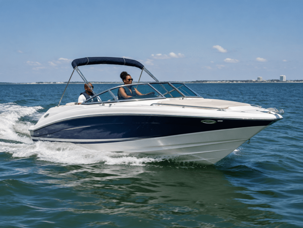 Speed boat in the water