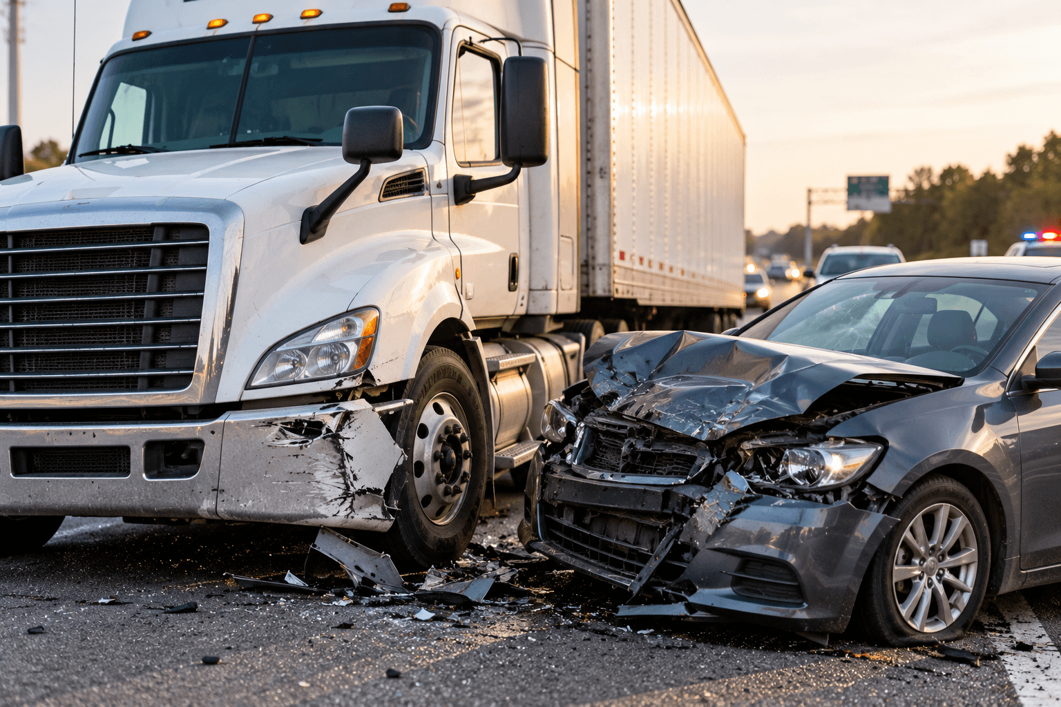 truck side swiping a car